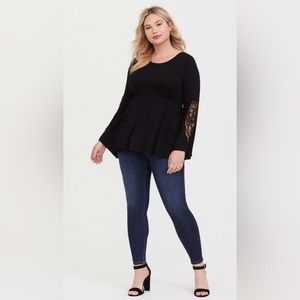 Torrid - Babydoll Super Soft Scoop Neck Lace Bell Sleeve Tee
